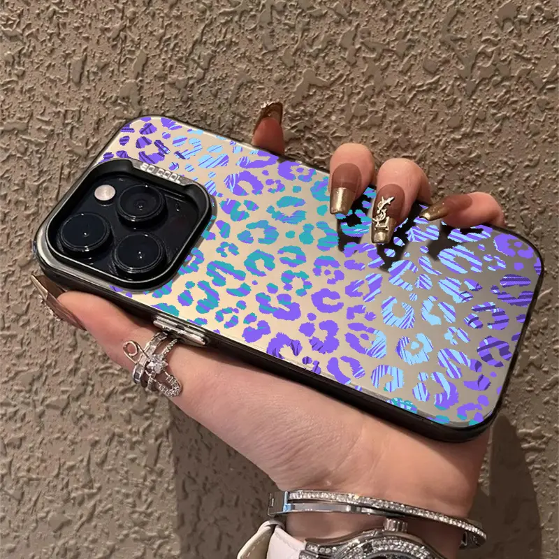 Leopard Print Soft Durable Silicone Full Body iPhone Case - Anti-Scratch PC Cover, Raised Lips, Shockproof Protector, Compatible with iPhone 16 Pro Max,15 Plus,14,13,12,11,XR,XS Mobile Device Accessories