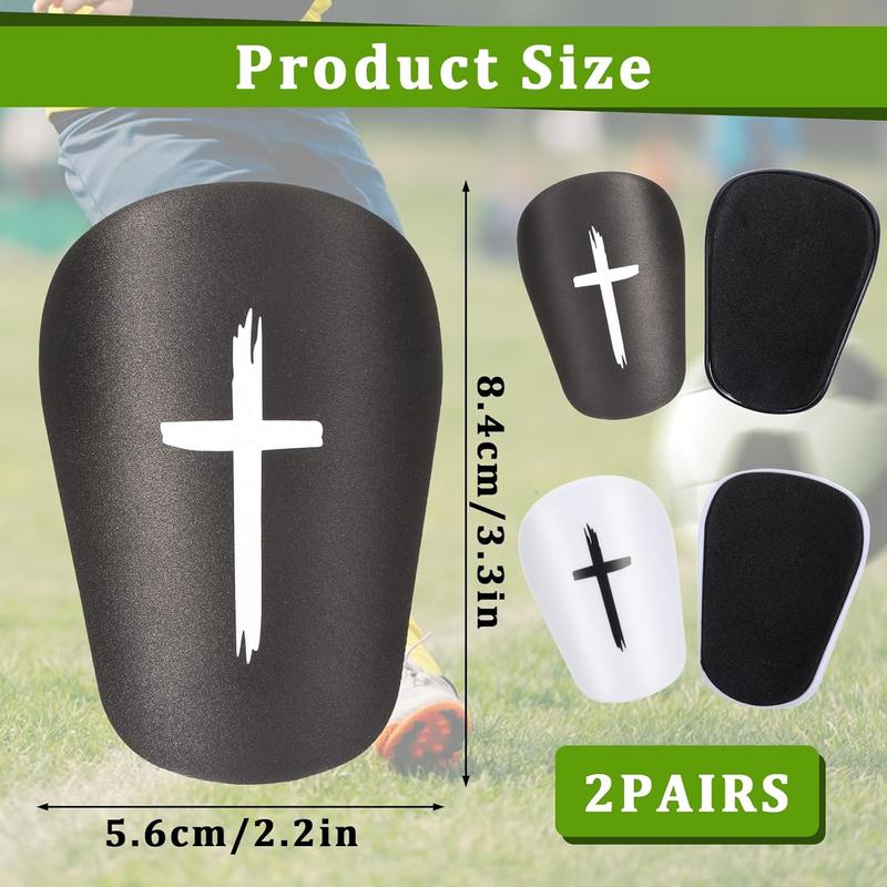 2 Pairs Black & White Cross Shin Guards Christian Faith Soccer Extra Mini Shins Guard 3 x2 Inch Small Shin Guards Comfortable Light Shin Pads Ultra Miniature Shins Guard Soccer for Men Women