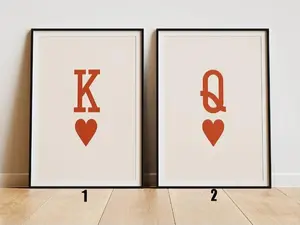 King and Queen, Playing Cards Art, Trendy Posters, Preppy Wall Art, Boho Dorm Decor, Retro Cards Art