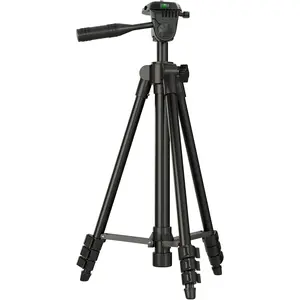 Laser Level Tripod Phone Stand 51-Inch Aluminum Lightweight with 1/4" Screw Mount Bubble Level Carry Bag Included Matte Black Photography Equipment Selfie Camera Smartphone