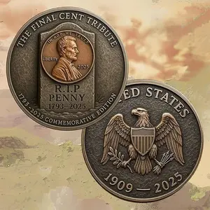 Abraham Lincoln Memorial President Coin, Last Lincoln Penny Replica, Patriotic US Copper Souvenir Gift for Veterans, Adults and Collectors