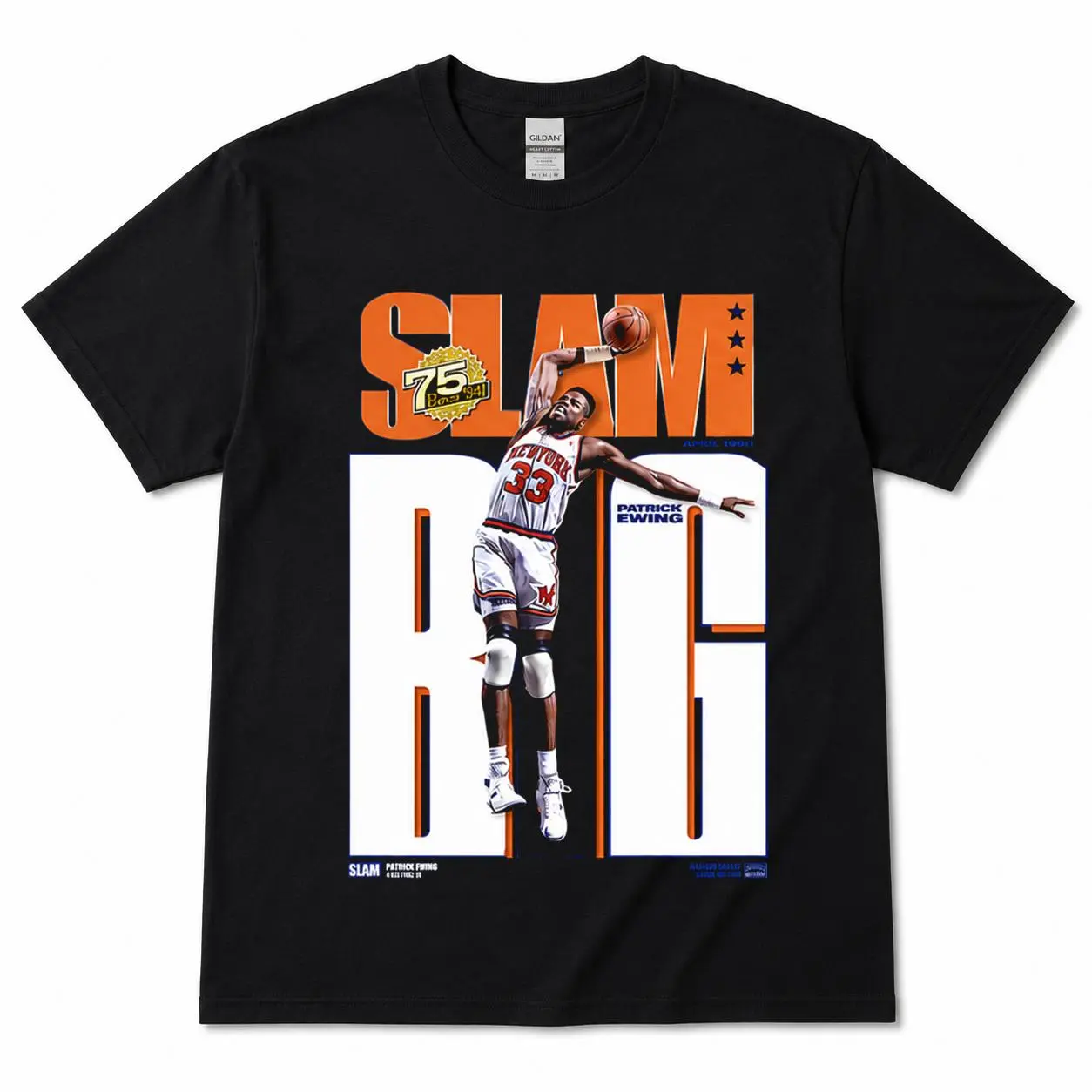 Patrick Ewing Slam Big Shirt, Vintage New York Basketball Graphic Tee, Retro Dunk Poster Style T-Shirt, NYC Hoops Fan Gift, Gildan 5000 Heavy Cotton
