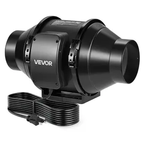 VEVOR Inline Duct Fan, 4 in Quiet Inline Exhaust Fan, 180 CFM Powerful AC-Motor Ventilation Fans for Cooling Booster, High Air Flow, Vent Blower Fans for Indoor Grow Tents Basement Hydroponics