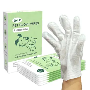 WLP Pet Glove Wipes for Dogs & Cats,Bath Wipes for Bathing and Washing Pets,Hypoallergenic No-Rinse Grooming,Daily Care and Traveling,Individually Packaged,Prevent Evaporation,Easy to Carry