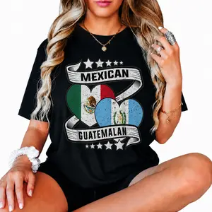 100% Cotton Mexican And Guatemalan Shirts Mexican And Guatemalan Flag T-Shirt
