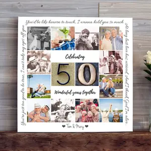 50th Anniversary Photo Collage Canvas - Customizable Photo Display for Celebrations and Memories