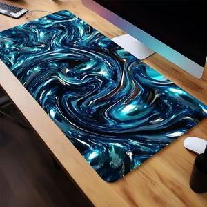 Abstract Swirl Pattern Mouse Pad, Rectangle Gaming Mouse Pad, Non-Slip Rubber Base Stitched Edge Desk Pad for Home Office Game Room