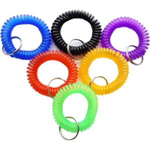 Pack of 6 Colorful Spring Spiral Wrist Coil Key Chain, Wristband Key Ring