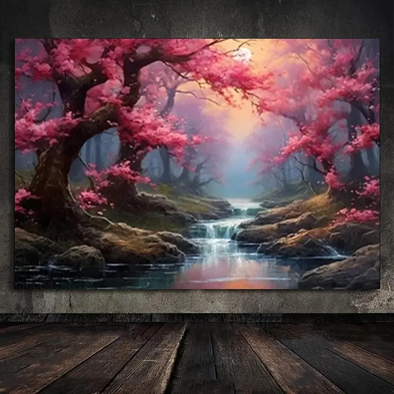 Cherry Blossom Tree Pattern Diamond Arts Colorful Painting Kit without Frame, 1 Set DIY 5D Diamond Arts Crafts Kit, Wall Art Decor for Home