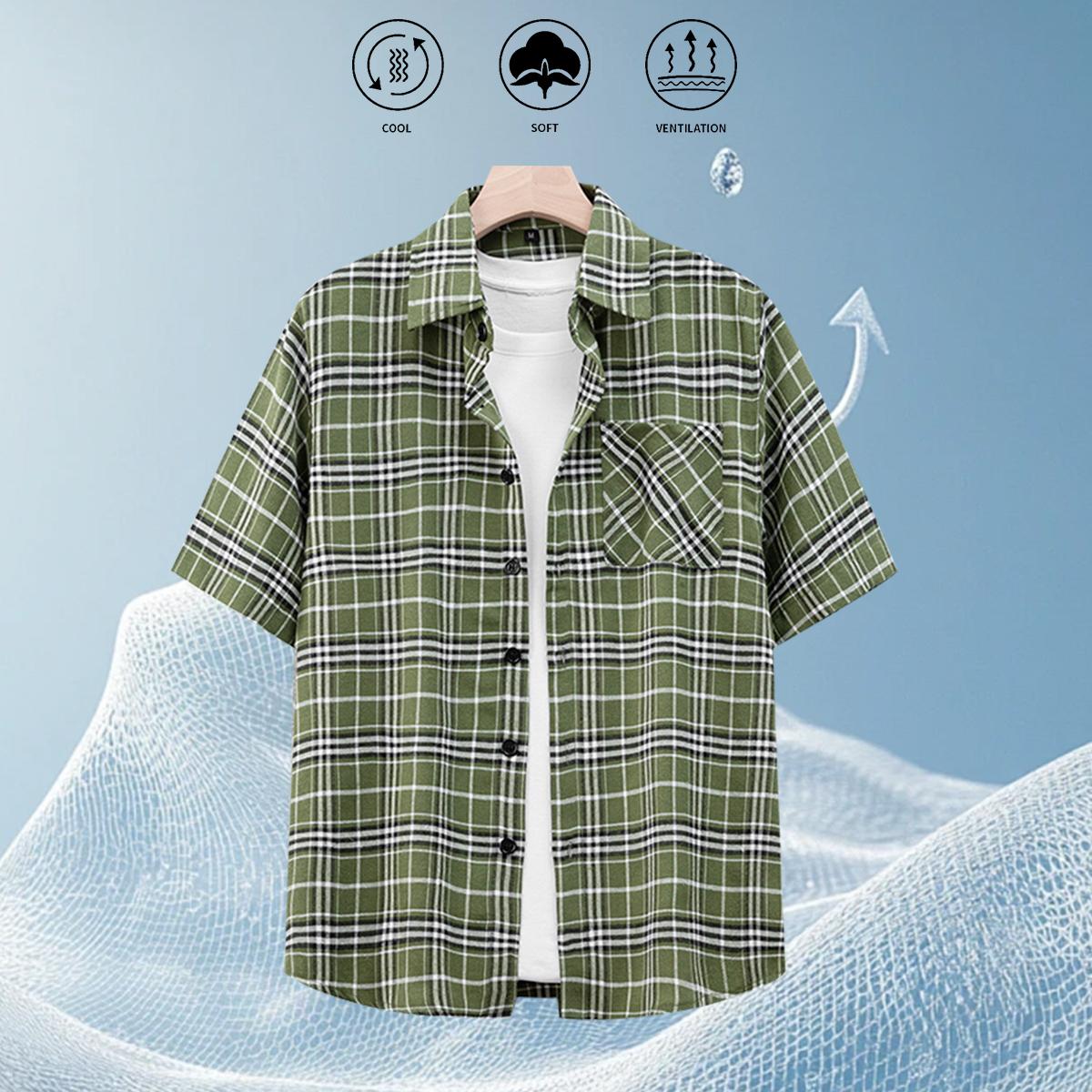 Men’s casual, comfortable striped short-sleeve shirt pack of 5 — ideal for going out and pairing with casual outfits.