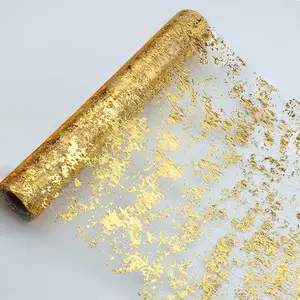 Bright Color Table Runner Roll, 11.02 Inch Wide Gold Foil Mesh, Wedding Birthday Party Christmas New Year Event Decorations