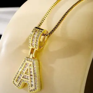 Rhinestone Initial Letter Necklace A-Z