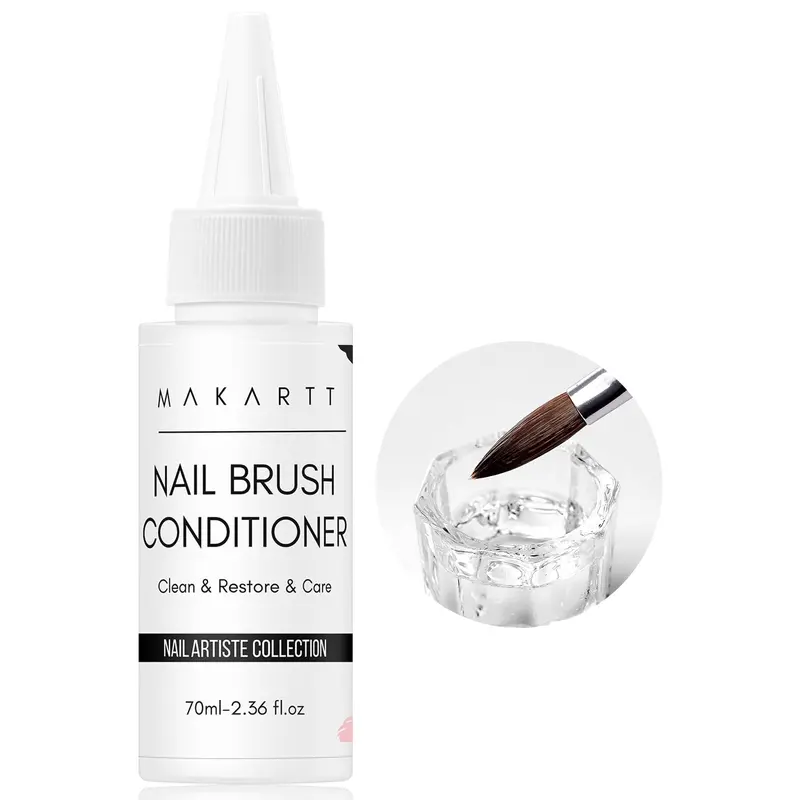 Makartt Nail Brush Conditioner - 70ml/2.36 fl.oz (2.0 To 3.9 Fl. Oz. Range) Nail Care Cleanser, Cleansing & Polish Remover, Powerful Cleaner, Restores Bristles, Prolongs Life for Acrylic/Builder Gel Manicure Tools