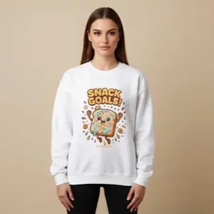 Snack Goals Sweatshirt Gildan 18000 Comfortable Unisex Crewneck Foodie Gift Medium Length Long Sleeve Pullover Autumn Stylish Adult Jumper