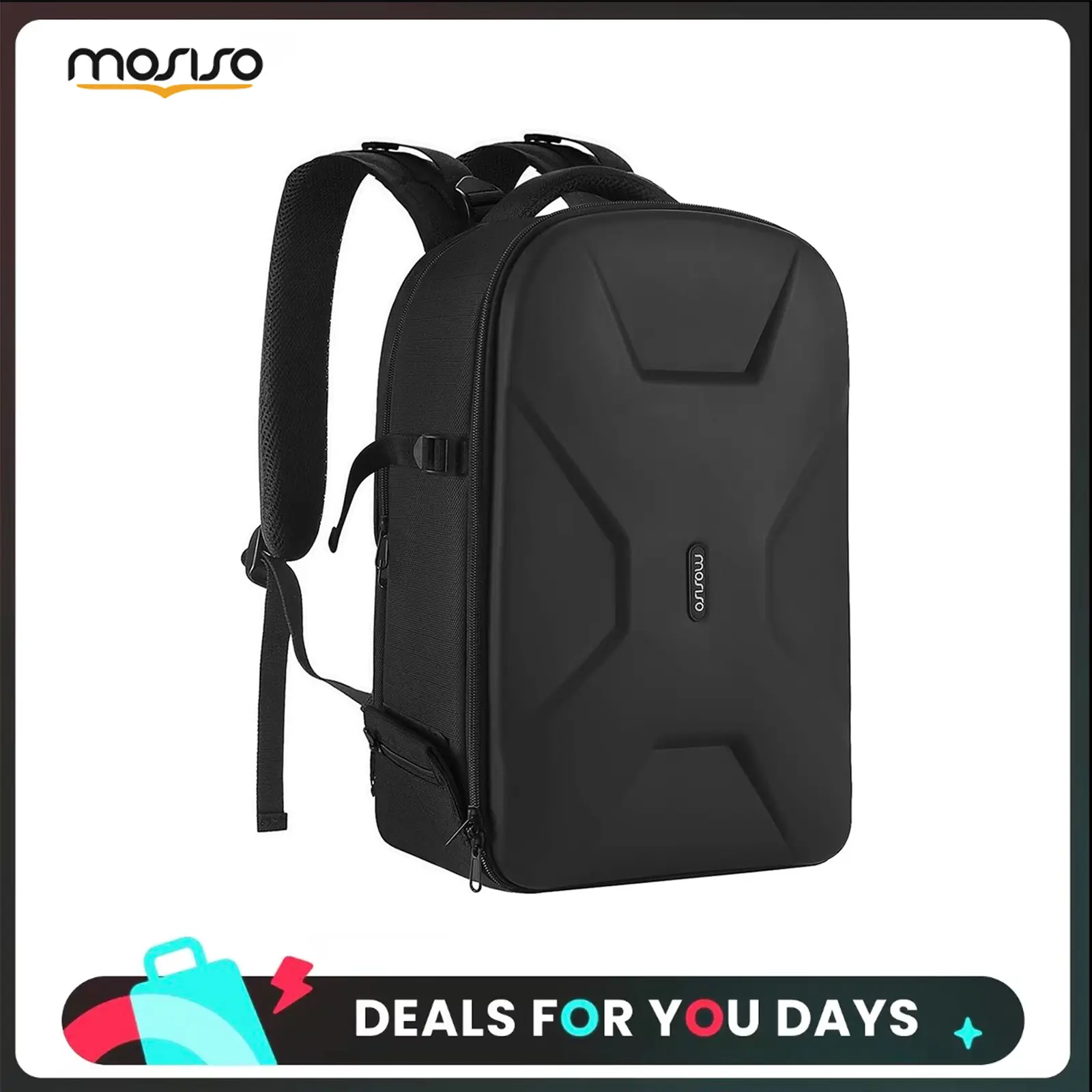 MOSISO Waterproof Camera Backpack, DSLR/SLR/Mirrorless Photography Bag 15–16 inch Hardshell Case with Tripod Holder & Laptop Compartment, for Men & Women, Travel/Hiking/City Photography, Outdoor Adventure,Compatible with Canon/Nikon/Sony Smartphone Black