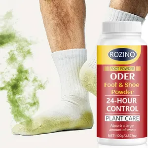 ROZINO Foot & Shoe Deodorizing Powder 24-Hour Control Plant Care 100g for Continuous Freshness Odor-Free Feet Absorbs Sweat Daily Use