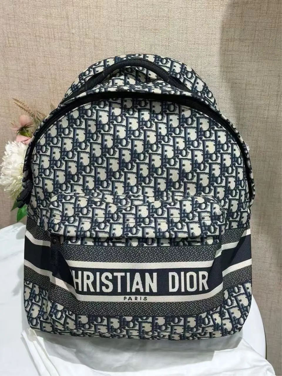 Pre-owned Dior Oblique Embroidery Monogram Backpack Shoulder Bag 2605248