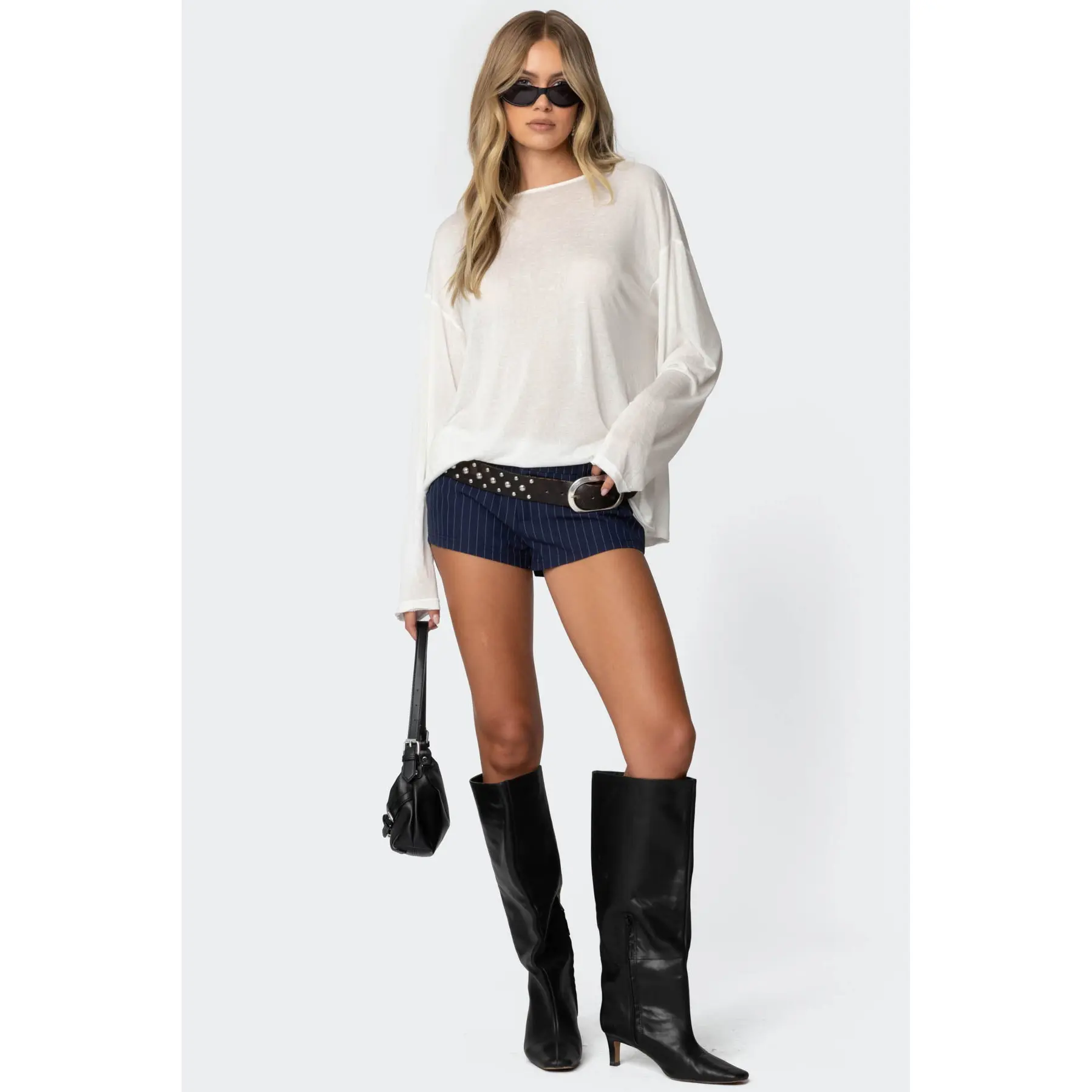 Oversized Semi Sheer Long Sleeve T Shirt