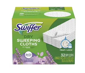 Sweeper Dry Sweeping Pad, Multi Surface Refills for Dusters Floor Mop, with Febreze Lavender, 32 Count Pet Cloth Vinyl