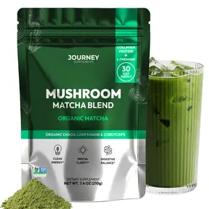 Journey Supplements Mushroom Matcha Blend with Collagen Organic Matcha for Energy Focus Mental Clarity Enhanced with Lion's Mane Chaga Cordyceps & L-Theanine 30 Servings