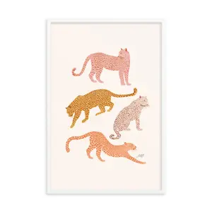 Leopards Illustration (Warm Palette) - Framed Matte Print