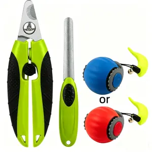 Pet Nail Clipper + Nail File + Pet Puzzle Toy 3-Piece Set, with safety protection, matched with interactive swinging treat ball, indoor boredom-relief toy, motion-activated, teeth grinding and cleaning, warm gift for pets.