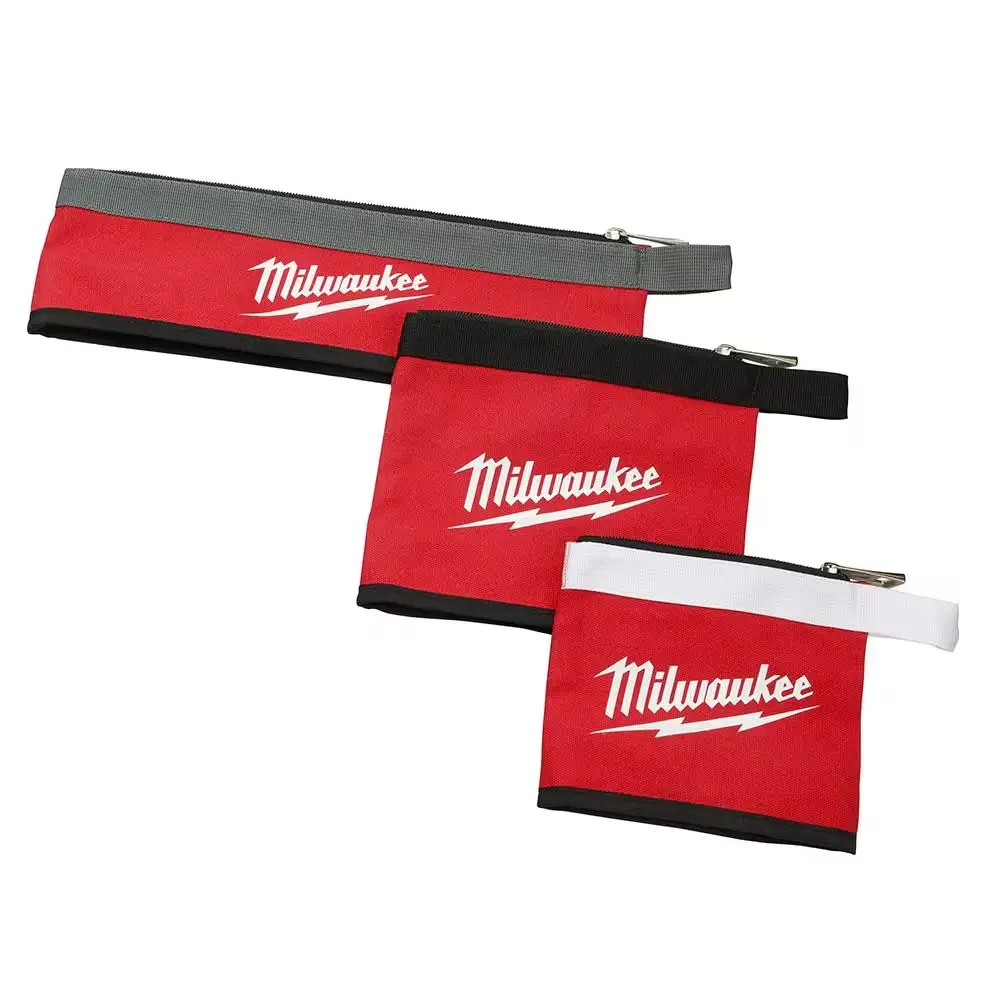 14 in., 8 in. and 6 in. Multi-Size Zipper Tool Bags in Red (3-Pack) Tool Storage