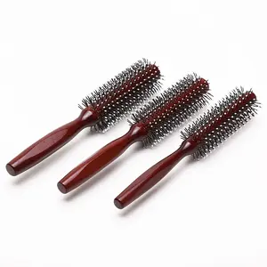 3pcs TonySasa Professional Hair Styling Brush, Nylon Bristle Round Cylinder Comb for Blow Drying and Curling, Lotus Tree Handle, Salon Quality Hairdressing Tool for Women'S Home Use