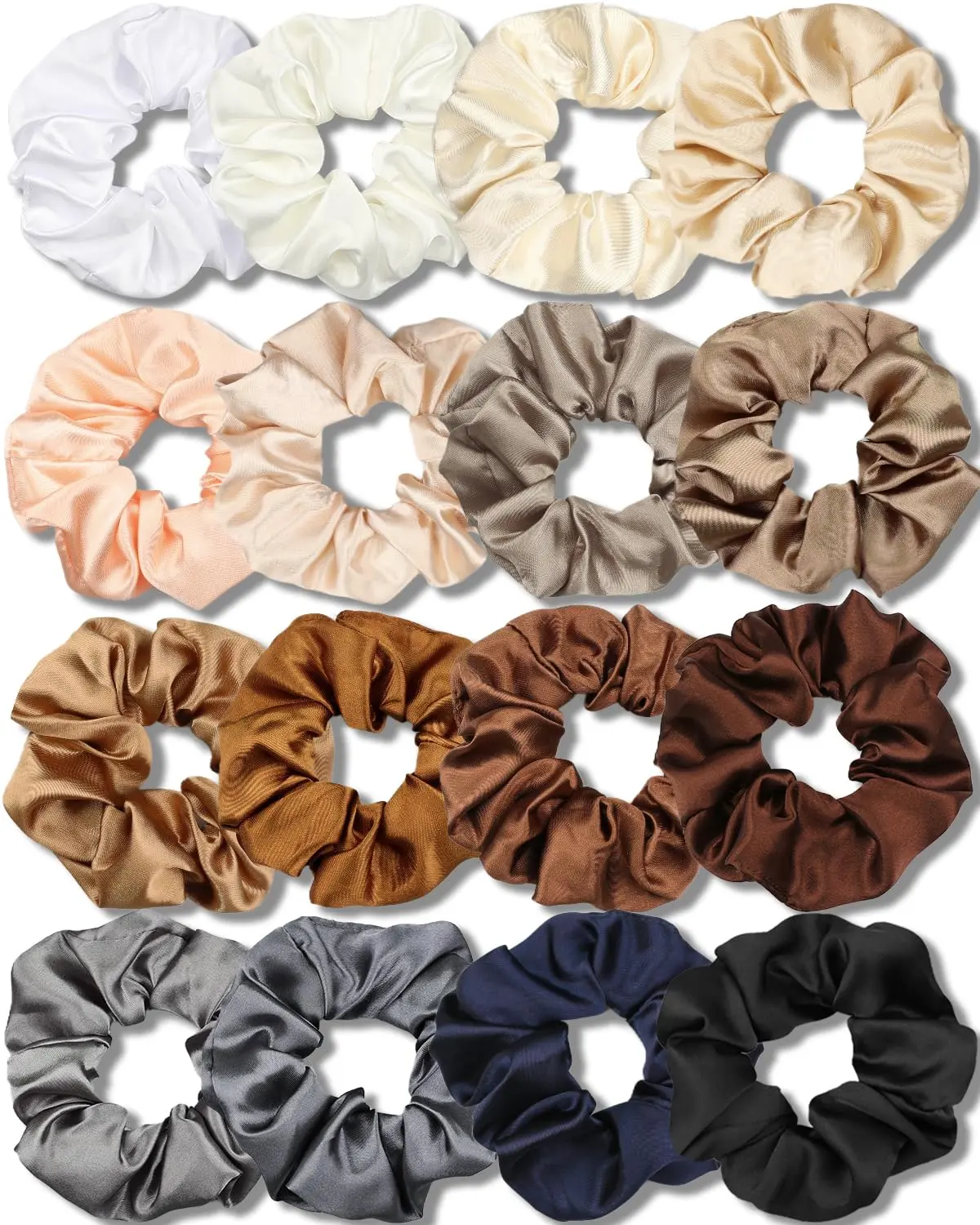 Halloween Fall Gift 16 Pack Satin Scrunchies for Women, Soft Than Silk for Hair, Fashion Ties and Bands for Thin, Thick Hair Styling