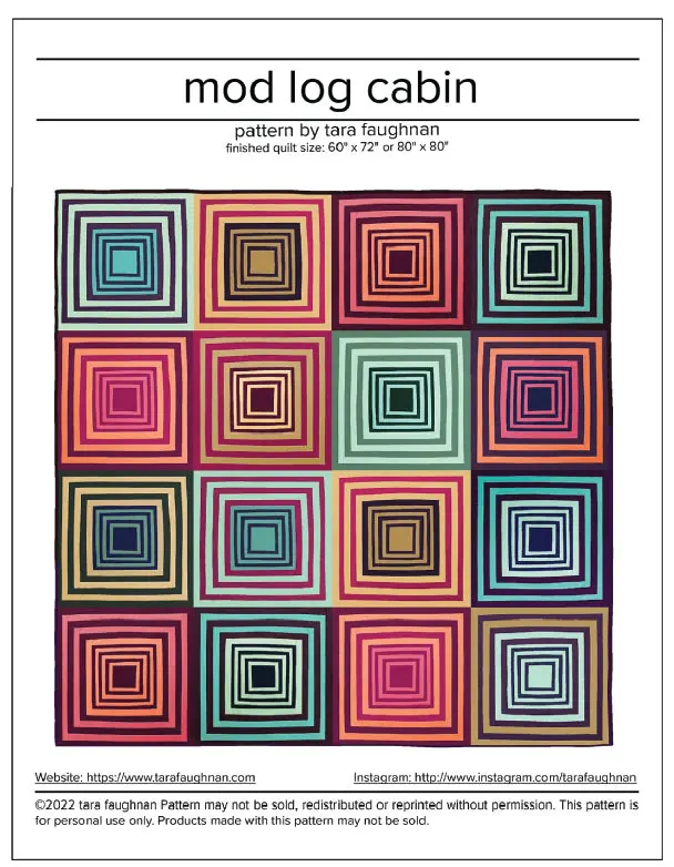 Mod Log Cabin Quilt Pattern by Tara Faughnan