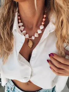 Salmon Pink Shell Necklace