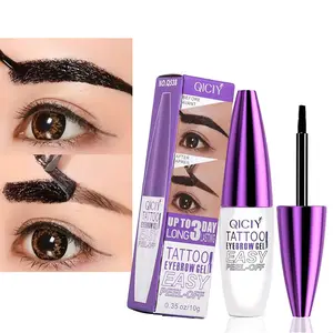 Easy Peel-Off Eyebrow Gel, Tinted Brow Gel - Waterproof & Sweatproof, Long-Lasting Black or Brown TattooTint, Film Forming, Medium Coverage for All Skin Types