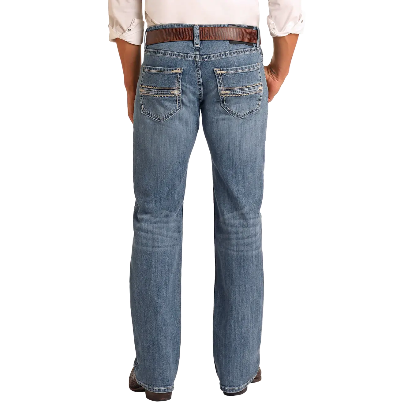Rock & Roll: Medium Wash Two-Tone Pistol Stackable Bootcut Jeans