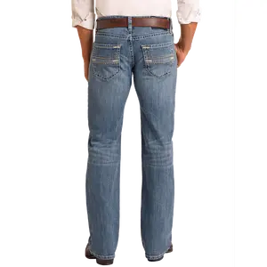 Rock & Roll: Medium Wash Two-Tone Pistol Stackable Bootcut Jeans