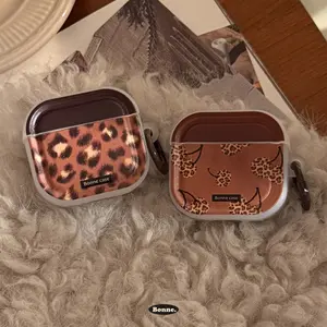 Brown Leopard Cherry AirPods Case Pro3 Case 4th Generation Bluetooth Wireless 1 retro 2 with Hanging Ring