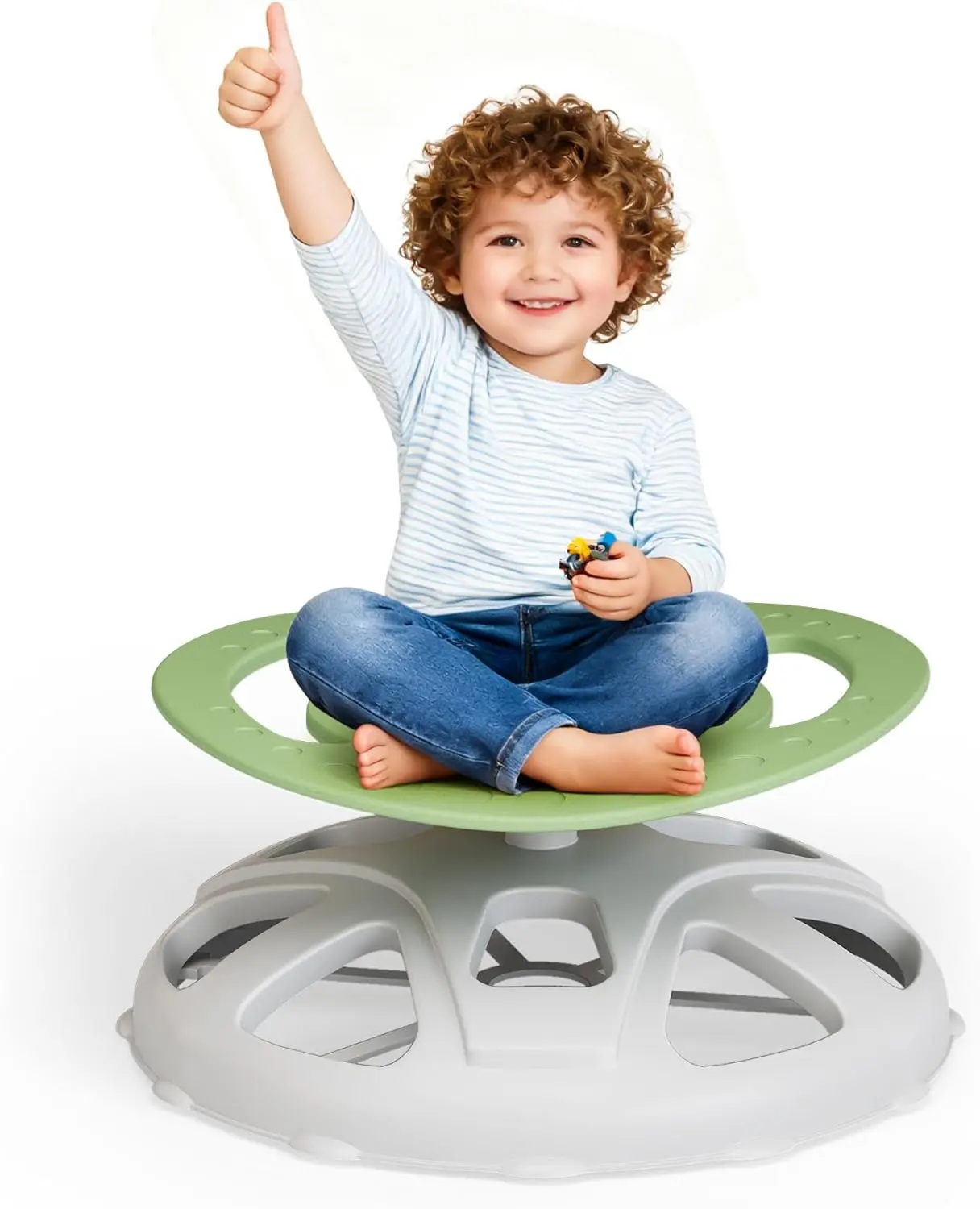 GAOMON Kids Sensory Swivel Chair, Spinning Chair for Autistic Kids with Safety Handle & Non-Slip Design, Training Body Coordination,green