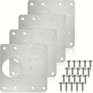 4-12/ Sets Stainless Steel Hinges(with Screws), Adjustable Door Hinge, Door Cabinet Hinge Repair Kit, Cabinet Hinge Repair Plate, Easily Fix Cupboard Doors With Flat Brackets & Holes With Screws,itchen Cabinet Door Hinge Repair Plate, Door Hardware
