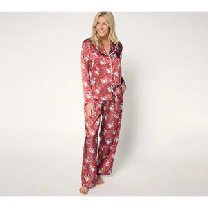 Madeleine Fig Satin Notch Collar Pajama Set