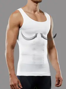 Men's Breathable Chest Shaping Abdomen Smoothing Compression Shirt, Slimming Body Shaper Vest, Gym Workout Tank Top, Athletic Clothes, Sports Vest, Sport Vests, Suitable for Daily, Sport