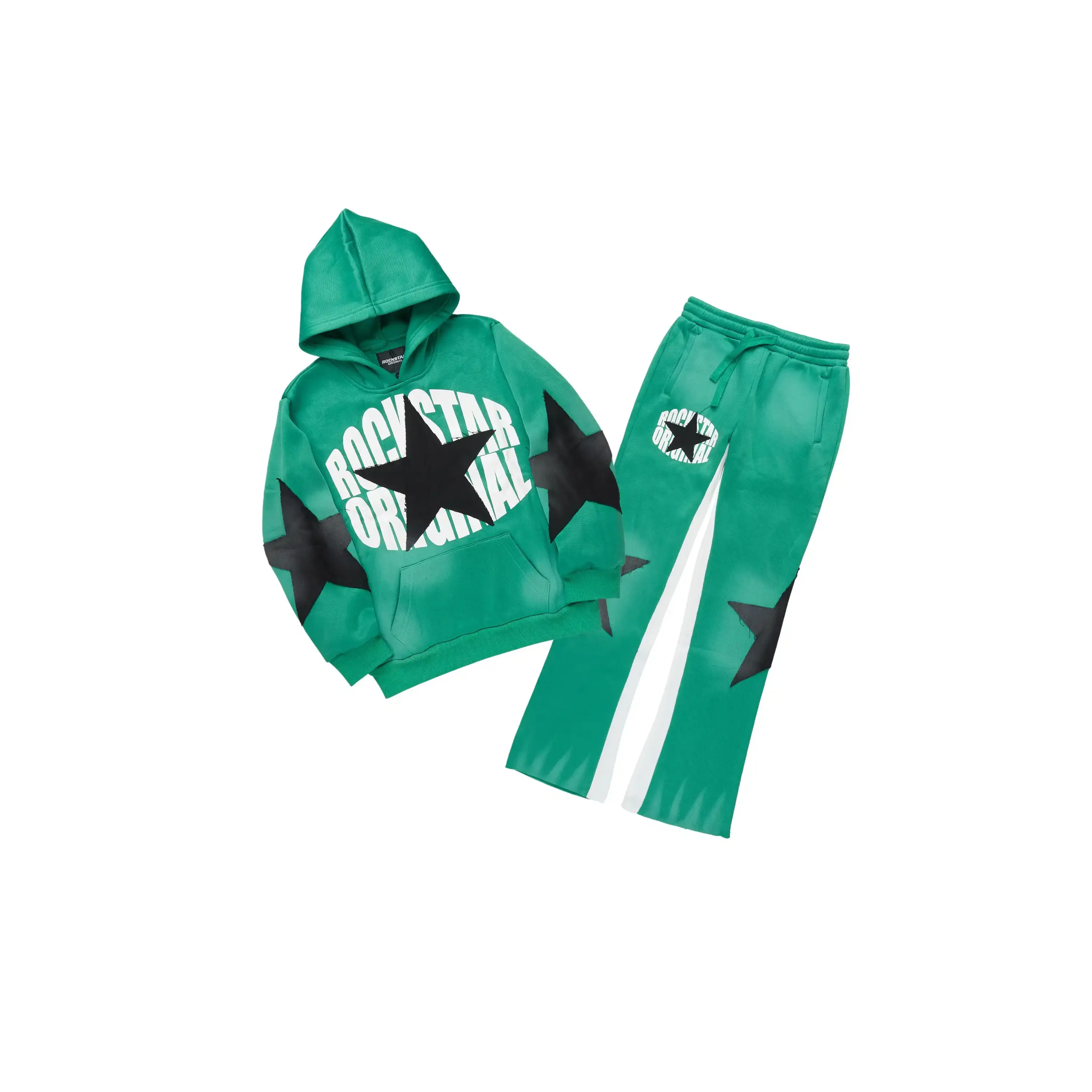 Boys States 2.0 Green/Black Stacked Hoodie Track Set