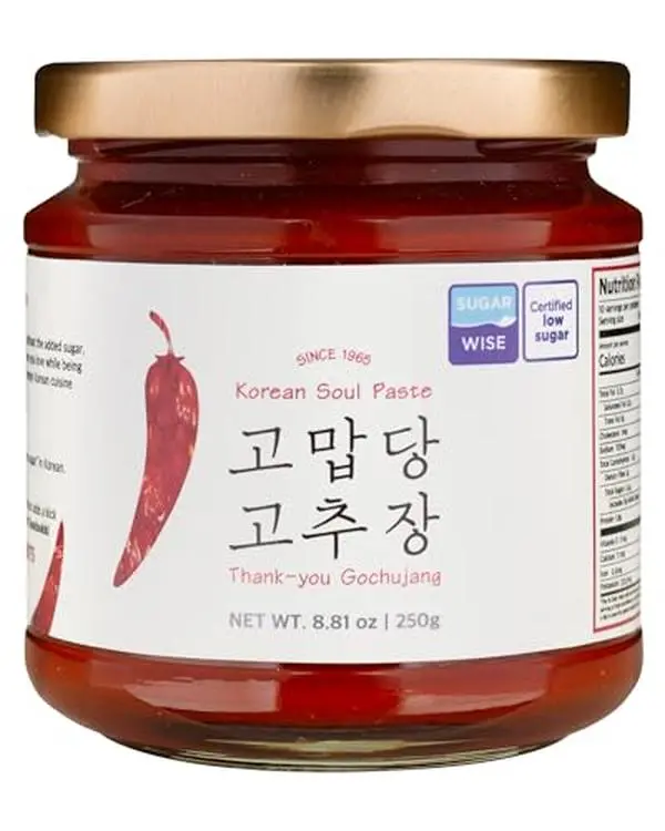 Thank-you Gochujang Sugar-Free, Korean Chili Paste with Allulose - Keto-Friendly, No Wheat Flour, 100% Korean Red Pepper & Korean Sea Salt- Since 1965 Authentic Fermented Sauce for Bibimbap, Tteokbokki & K-BBQ, 8.81oz