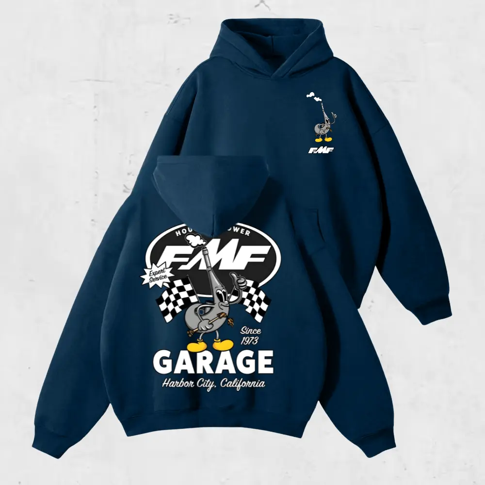 FMF Garage California Hoodie, Vintage Racing Mechanic Pullover Hoodie, House of Power FMF Shirt, Racing Streetwear, Motorsport Fan Gift, Full Colors, Full Sizes