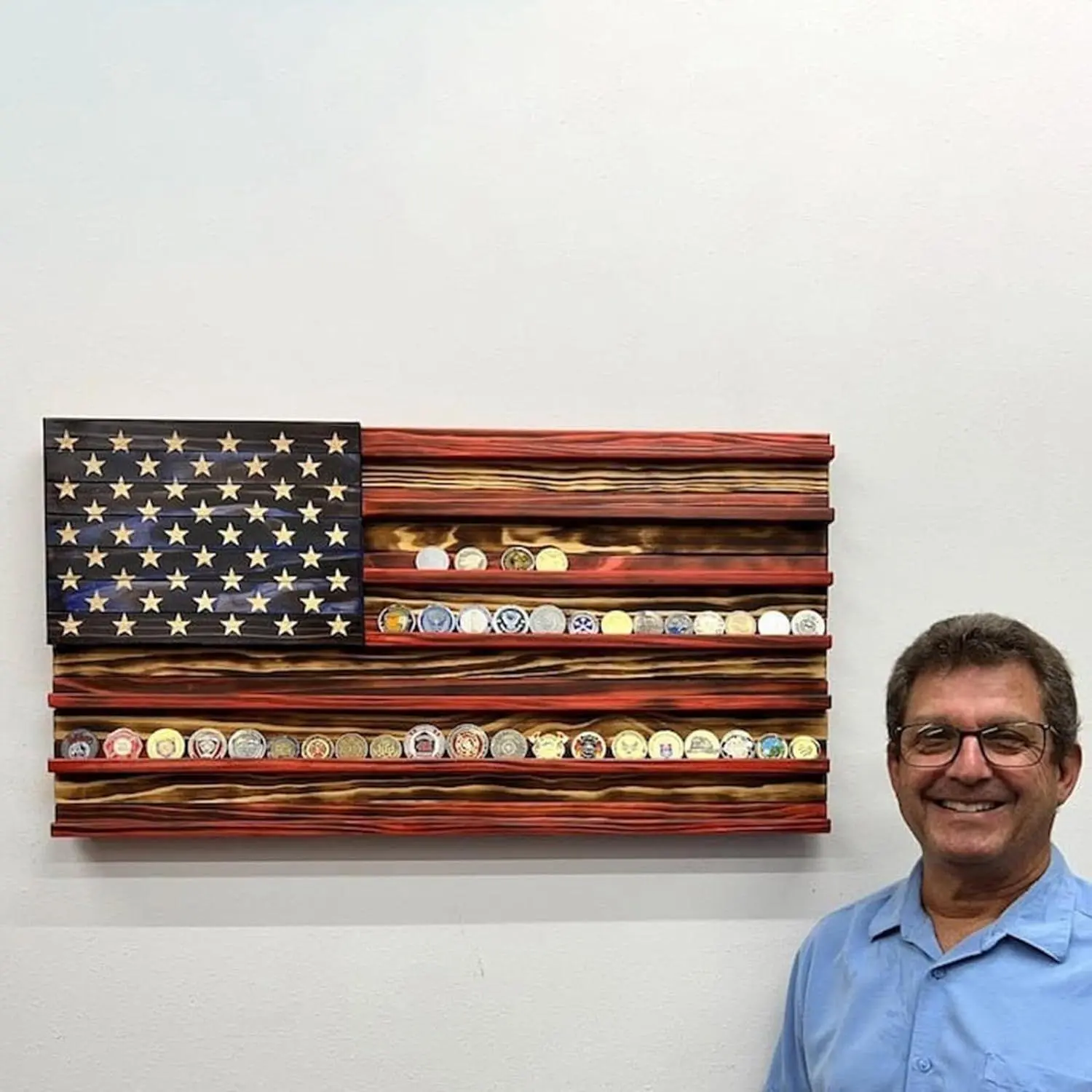 Creative Wooden Craftwork Hanging Ornament Set - 26x45cm Independence Day Flag Challenge Wall Decoration, Home Supplies Camping Essential, Hall, Rectangular