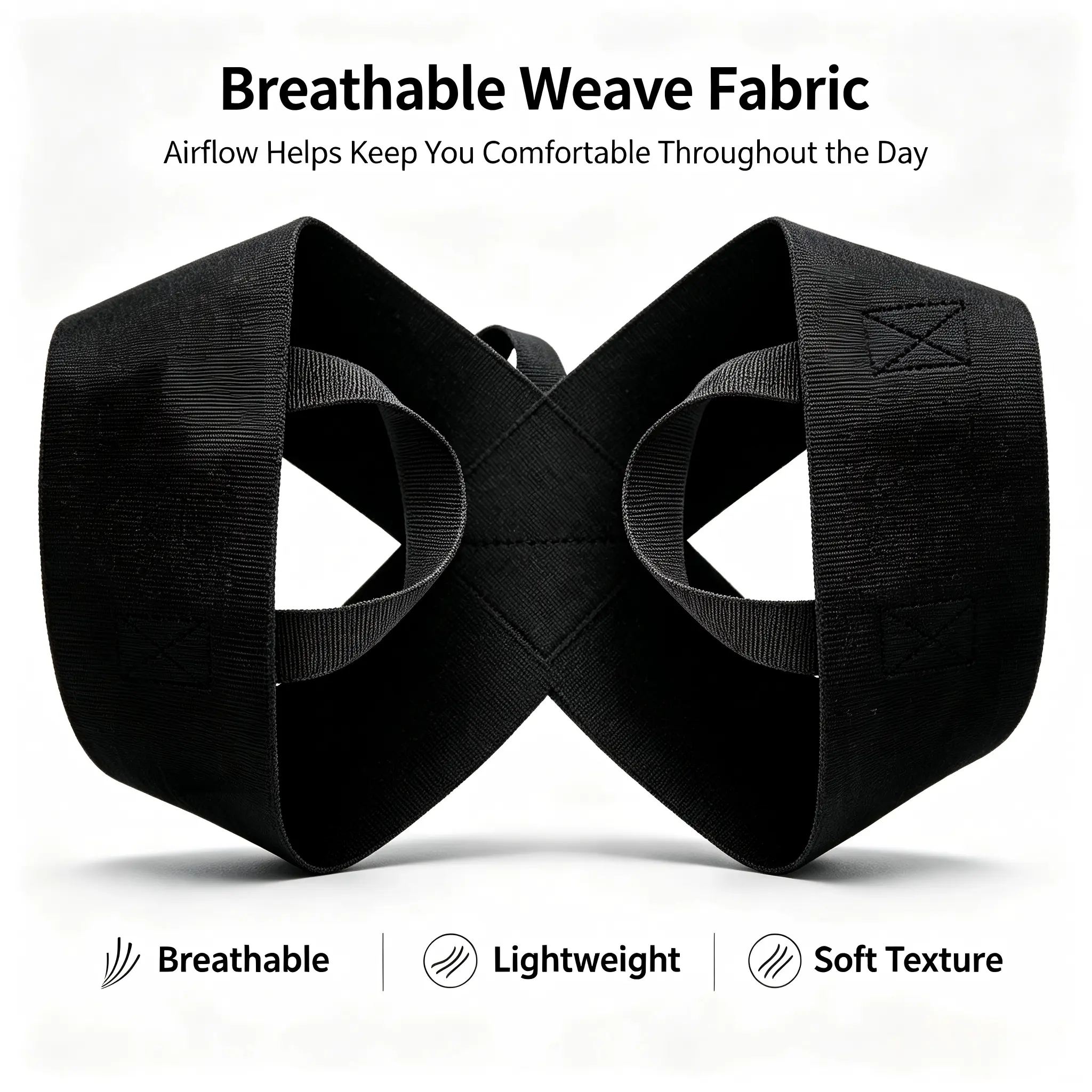 Premium Figure-8 Elastic Wearable Shoulder Strap - Neutral Black, All-Seasons Sports Accessory with 1-Piece Design, Breathable High-Elasticity Cross-Back Slip-On Band, Lightweight Plaid Fabric for Shoulders Support, Home Relaxation & Daily Use, All-In-One
