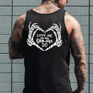 LOVE ME LIKE MY NS DO Bone Hand Black Print Tank Top- Tattoo Street Wear Casual Cotton Shirt, Unisex, Minimalist Style, Trending for Men & Women