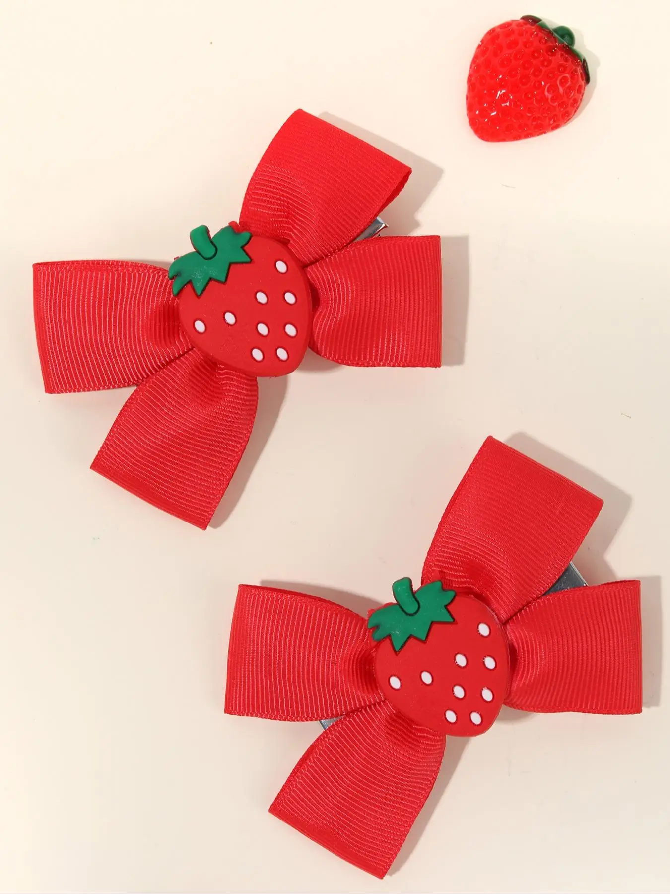 Cute Strawberry Decor Bowknot Design Hair Clips, Fruit Themed Hair Accessories for Girls, Fashion Hair Accessories for Party, Daily Clothing Decor, Ba