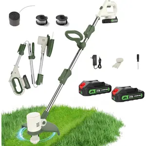 Cordless Weed Wacker, 21V Lightweight String Trimmer   (Includes 2 x 21V  & Charger) Grass Trimmer/Brush /Lawn Edger Auto Line Feed with 2 count Line for Lawn Care