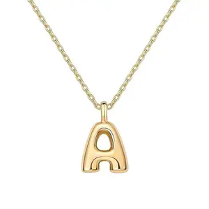 FHSY SHOP 14K Gold Plated Bubble Initial "A" Necklace 3D Puffy Letter Pendant for Women, Everyday Wear, and Personalized Style