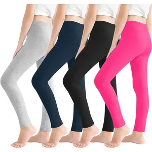 4 Pack Girls Leggings Tights Soft Comfortable Pants for  Stretchy Ankle Length Athletic Yoga 6-14