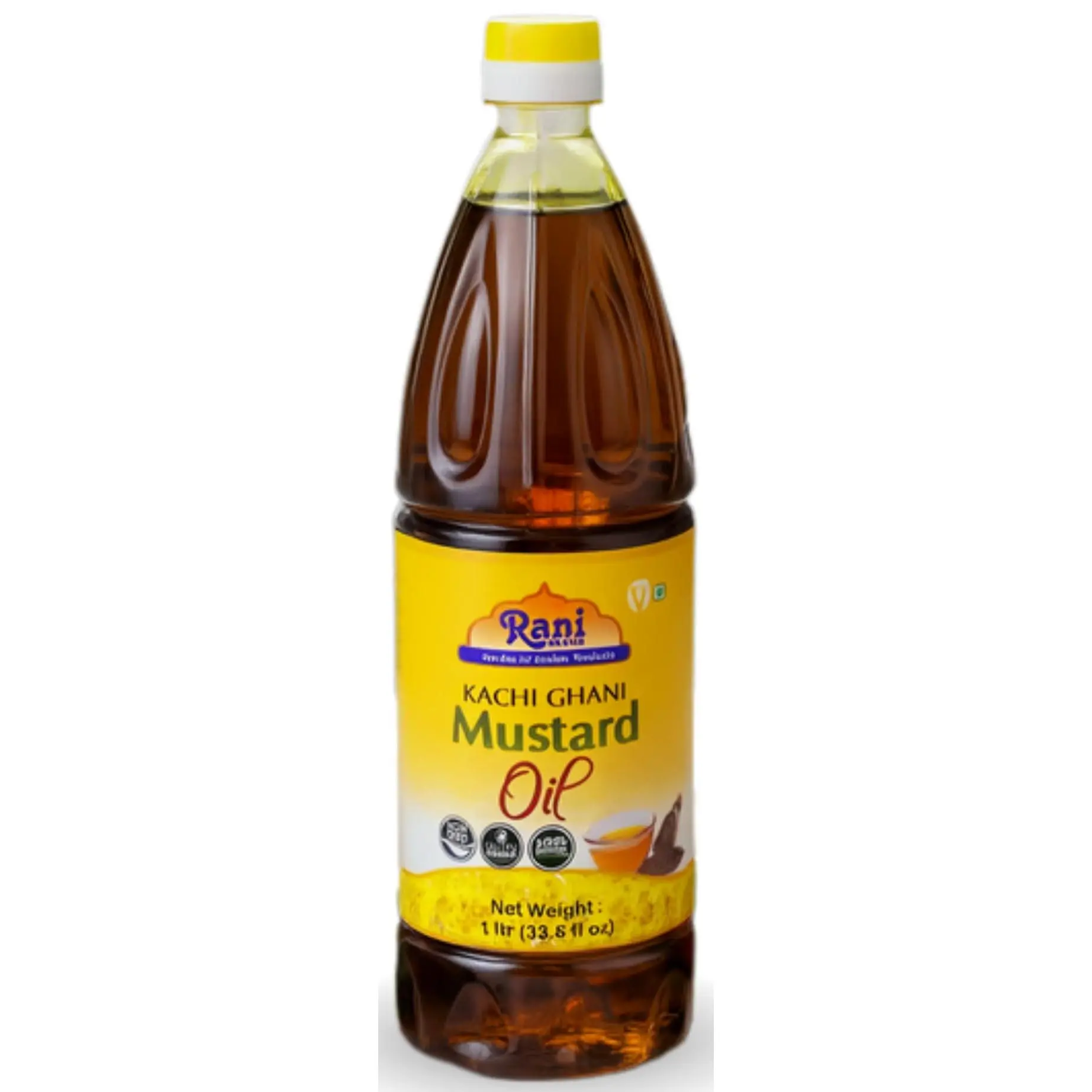 Rani Mustard Oil (Kachi Ghani) 33.8 Ounce (1 Liter) NON-GMO | Gluten Free | Vegan | 100% Natural